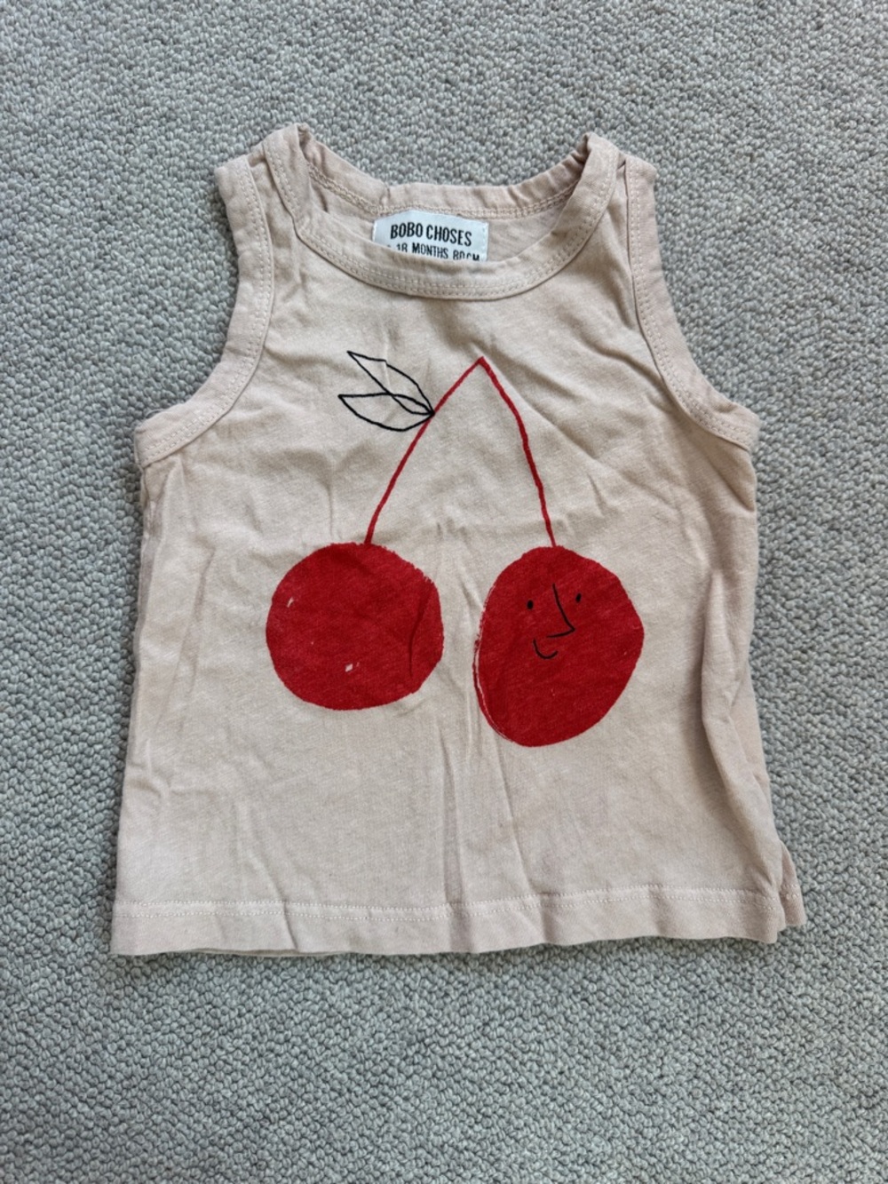 Bobo Choses light pink Tank Top with Red Cherry Motif